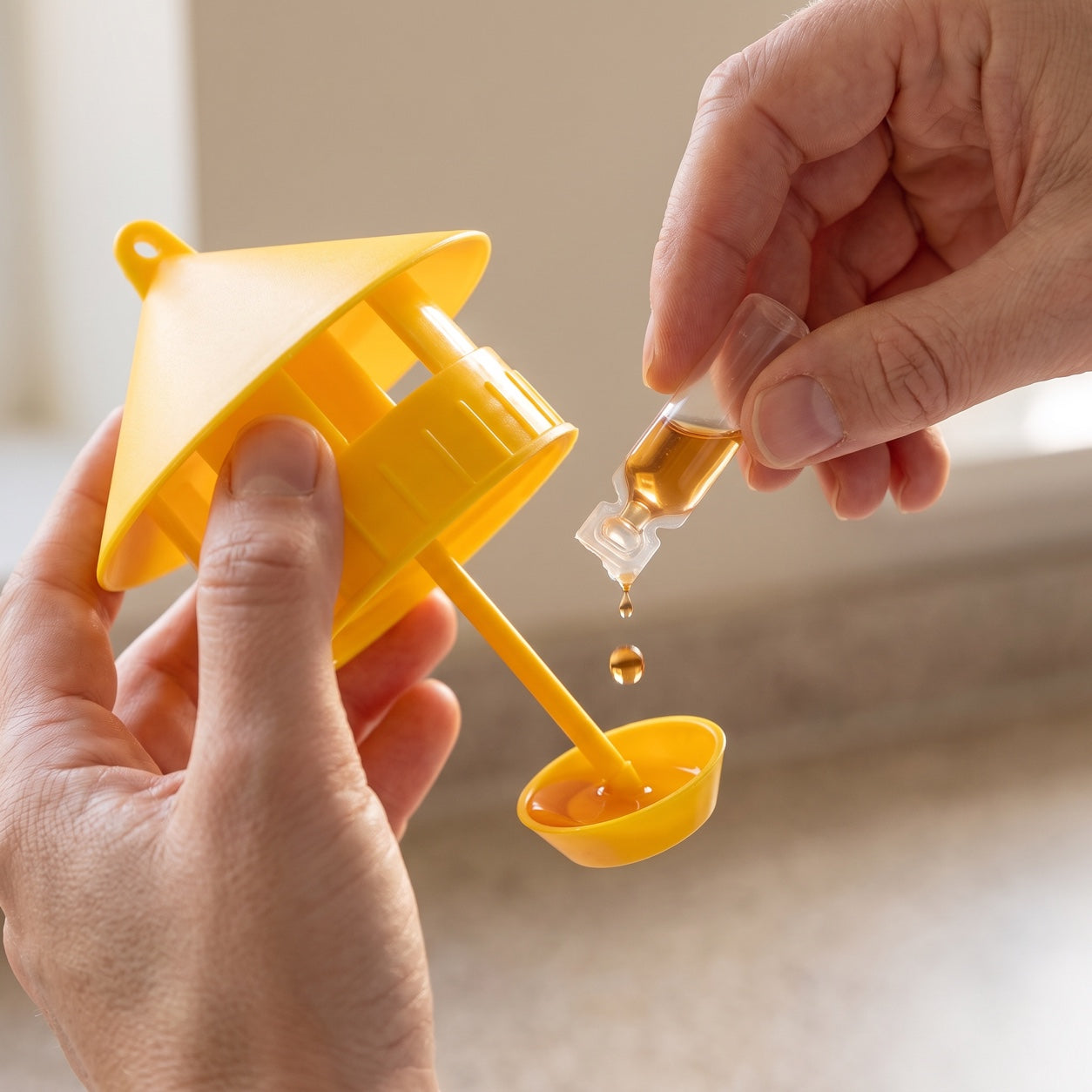 The Fruit Fly Kit — Setup, One of the five lures, into the saucer